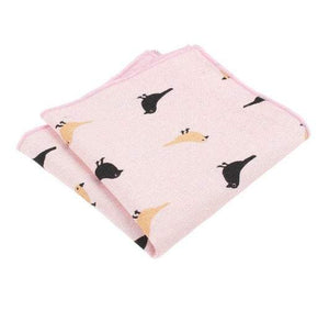 Pink Bird Pattern Pocket Square Pocket Squares JayKirbyTies 