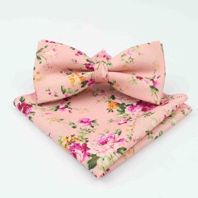 Pink Floral Bow Tie & Pocket Square Bow Tie + Square JayKirbyTies 