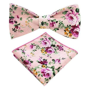 Pink Floral Bow Tie & Pocket Square Bow Tie + Square JayKirbyTies 