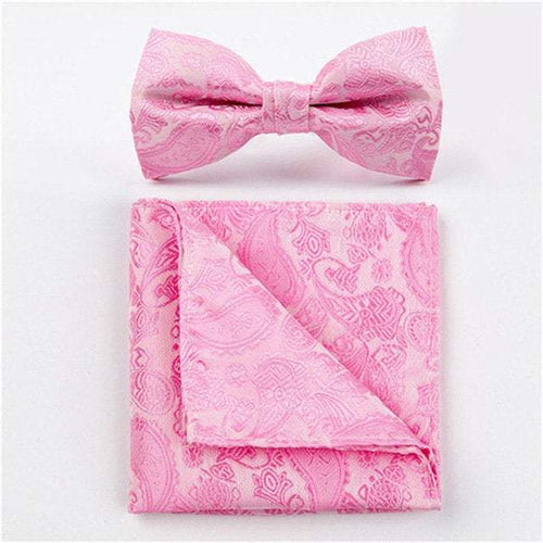 Pink Paisley Bow Tie & Pocket Square Bow Tie + Square JayKirbyTies 