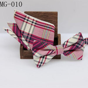 Pink Plaid Tartan Bow Tie & Pocket Square Bow Tie + Square JayKirbyTies 