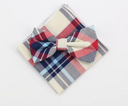 Pink Plaid Tartan Bow Tie & Pocket Square Bow Tie + Square JayKirbyTies 