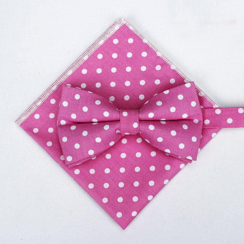 Pink Polka Dot Bow Tie & Pocket Square Bow Tie + Square JayKirbyTies 