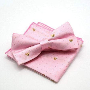Pink Puppy Dog Bow Tie & Pocket Square Bow Tie + Square JayKirbyTies 