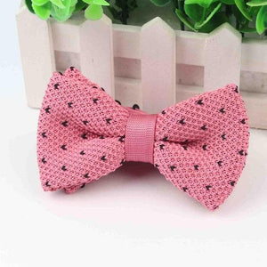 Pink Spotted Knit Bow Tie Bow Ties JayKirbyTies 