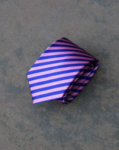 Load image into Gallery viewer, Purple &amp; Blue Striped Silk Tie Neckties JayKirbyTies 