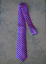 Load image into Gallery viewer, Purple &amp; Blue Striped Silk Tie Neckties JayKirbyTies 