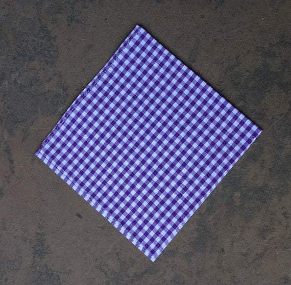 Purple Gingham Pocket Square Pocket Squares JayKirbyTies 