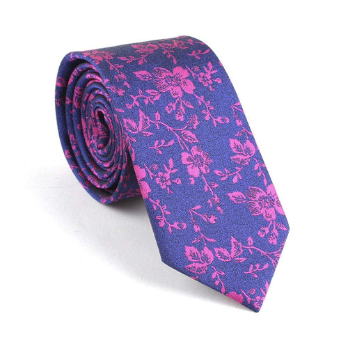 Purple & Pink Floral Skinny Tie Neckties JayKirbyTies 