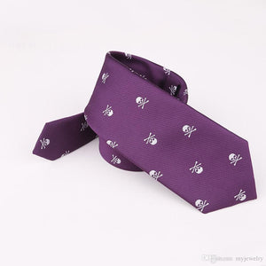 Purple Skull & Crossbones Skinny Tie Neckties JayKirbyTies 