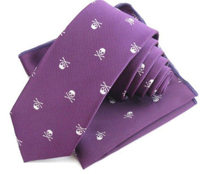 Purple Skull Crossbones Tie & Pocket Square Tie + Square JayKirbyTies 