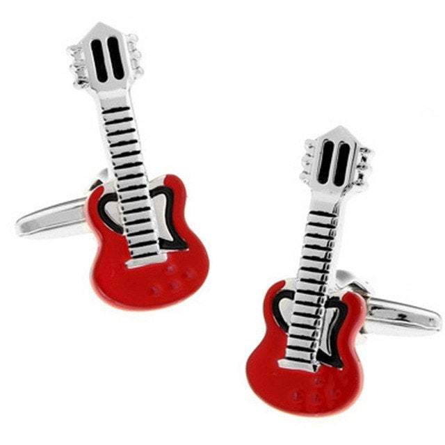 Red Electric Guitar Cufflinks Cufflinks JayKirbyTies 