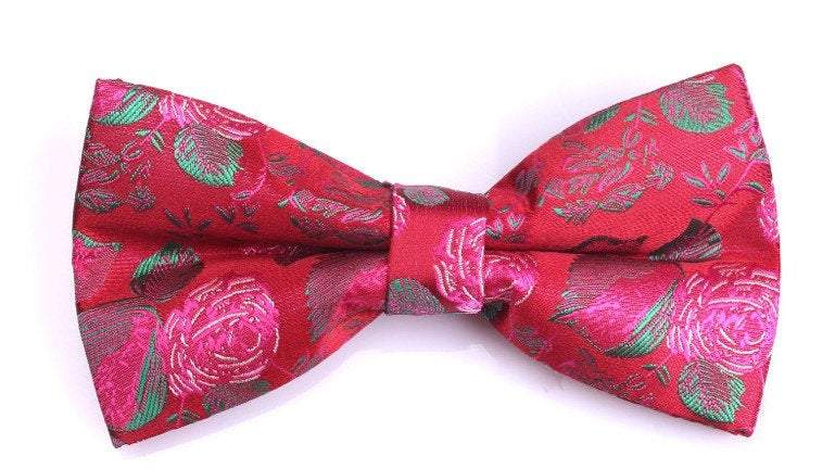 Red Floral Bow Tie Bow Ties JayKirbyTies 