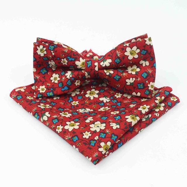 Red Floral Bow Tie & Pocket Square Bow Tie + Square JayKirbyTies 