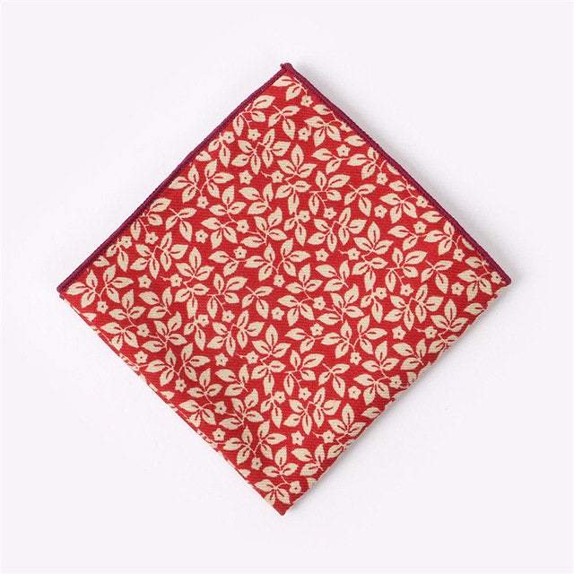 Red Floral Pocket Square Pocket Squares JayKirbyTies 