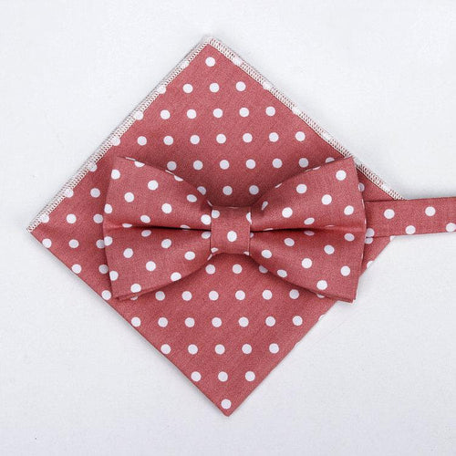 Red Polka Dot Bow Tie & Pocket Square Bow Tie + Square JayKirbyTies 