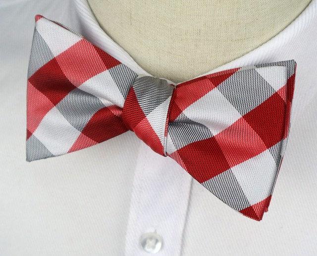 Red & White Plaid Bow Tie Australia
