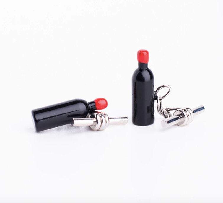 Red Wine Bottle Cufflinks Cufflinks JayKirbyTies 