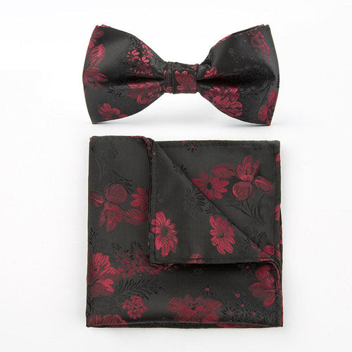 Red/Black Floral Bow Tie & Pocket Square Bow Tie + Square JayKirbyTies 