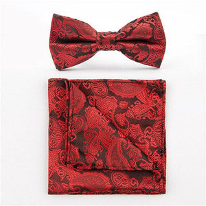 Red/Black Paisley Bow Tie & Pocket Square Bow Tie + Square JayKirbyTies 
