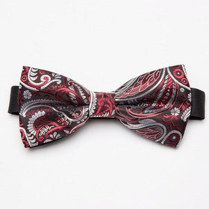  Red/Black/Silver Paisley Bow Tie Australia