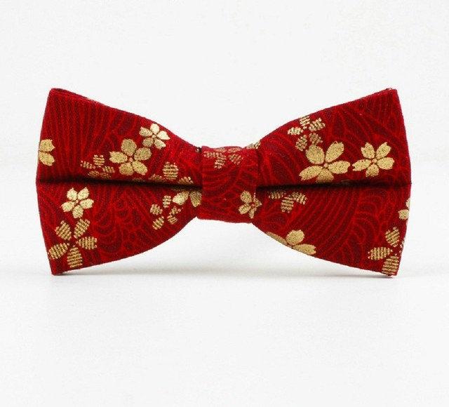 Red/Gold Floral Bow Tie Bow Ties JayKirbyTies 