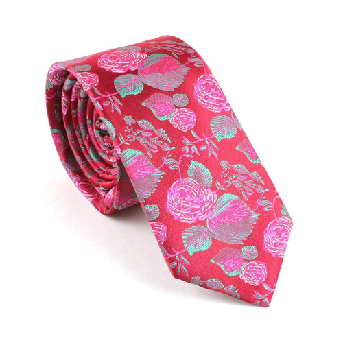 Red/Pink Floral Skinny Tie Australia