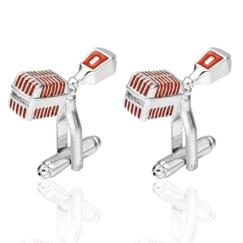 Retro Silver & Red Microphone Cufflinks Cufflinks JayKirbyTies 