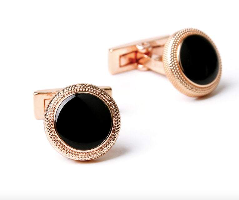 Rose Gold & Black Cufflinks Cufflinks JayKirbyTies 