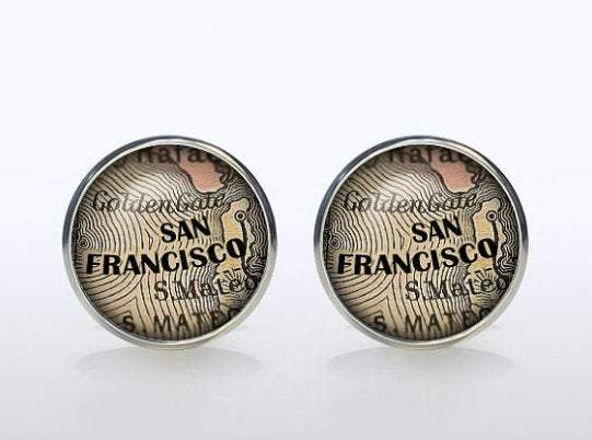 San Francisco Map Cufflinks Cufflinks JayKirbyTies 