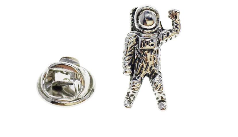 Silver Astronaut Lapel Pin Enamel Lapel Pins JayKirbyTies 