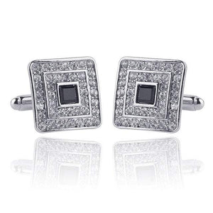 Silver & Black Crystal Diamante Cufflinks Cufflinks JayKirbyTies 