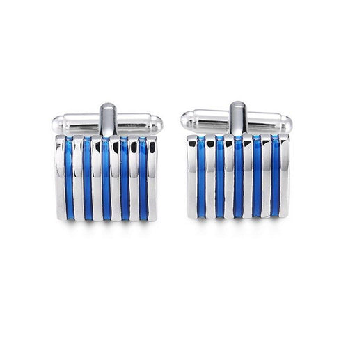 Silver & Blue Square Cufflinks Cufflinks JayKirbyTies 