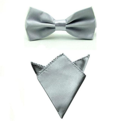 Silver Bow Tie & Pocket Square Bow Tie + Square JayKirbyTies 