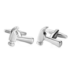Silver Builder's Hammer Cufflinks Cufflinks JayKirbyTies 