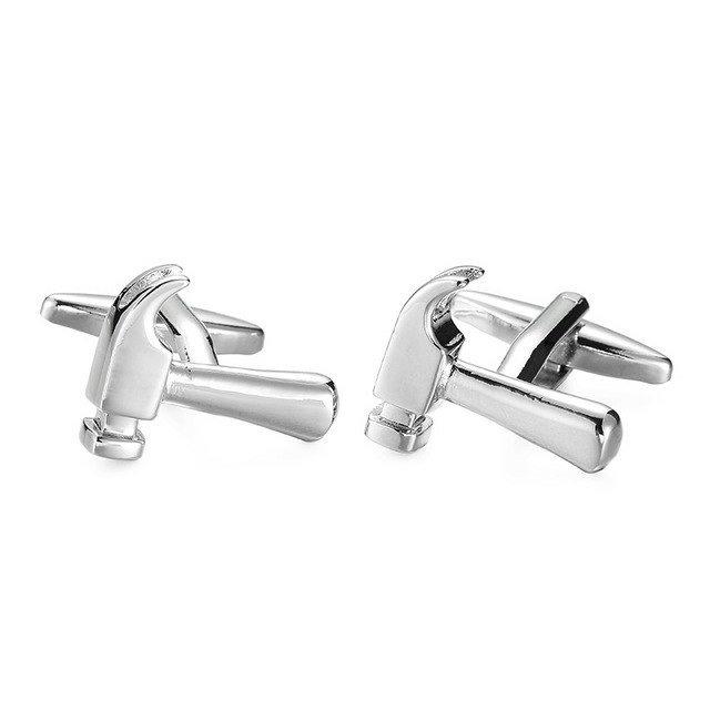 Silver Builder's Hammer Cufflinks Cufflinks JayKirbyTies 