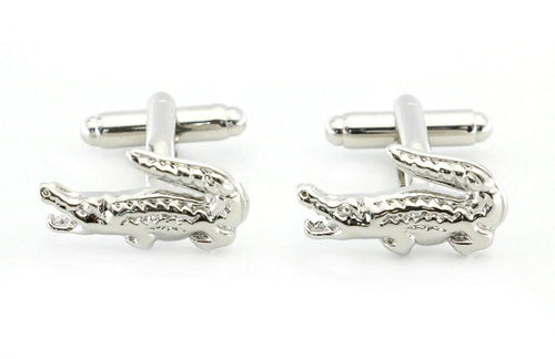 Silver Crocodile Cufflinks Cufflinks JayKirbyTies 