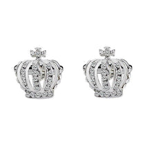 Load image into Gallery viewer, Silver Crystal Crown Cufflinks Cufflinks JayKirbyTies 