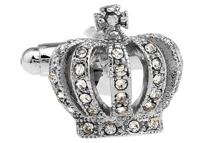Silver Crystal Crown Cufflinks Cufflinks JayKirbyTies 