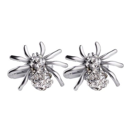 Silver Crystal Studded Spider Cufflinks Cufflinks JayKirbyTies 