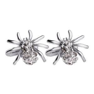 Silver Crystal Studded Spider Cufflinks Cufflinks JayKirbyTies 