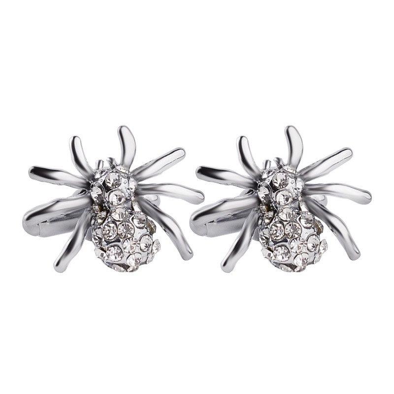 Silver Crystal Studded Spider Cufflinks Cufflinks JayKirbyTies 