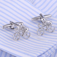 Load image into Gallery viewer, Silver Cyclist Cufflinks Cufflinks JayKirbyTies 