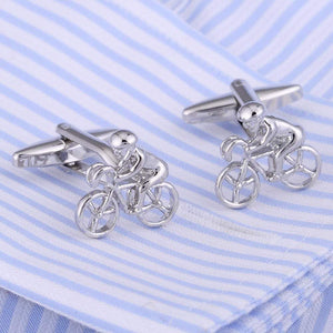 Silver Cyclist Cufflinks Cufflinks JayKirbyTies 