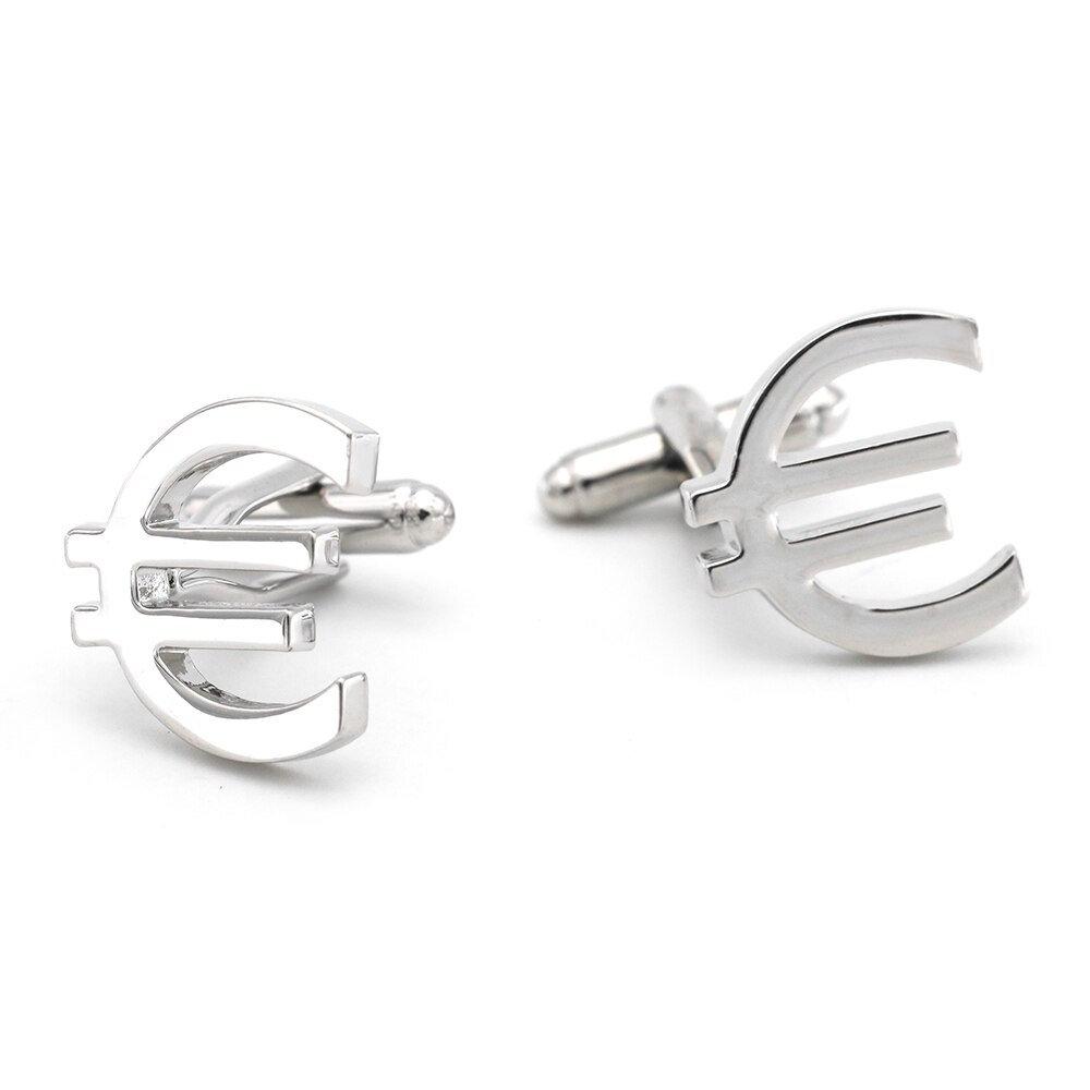 Silver Euro Currency Cufflinks Cufflinks JayKirbyTies 