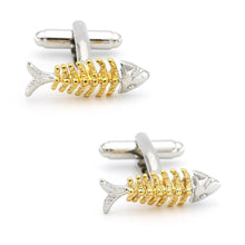 Load image into Gallery viewer, Silver &amp; Gold Trout Fish Cufflinks Cufflinks JayKirbyTies 