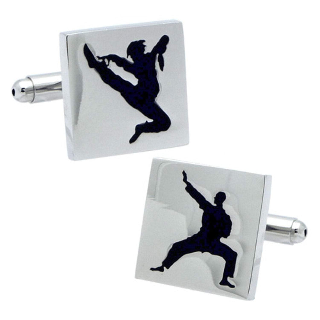 Silver Kung Fu Cufflinks Cufflinks JayKirbyTies 