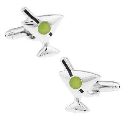 Silver Martini Cufflinks Cufflinks JayKirbyTies 