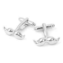 Load image into Gallery viewer, Silver Moustache Cufflinks Cufflinks JayKirbyTies 