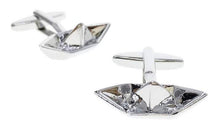 Load image into Gallery viewer, Silver Paper Boat Origami Cufflinks Cufflinks JayKirbyTies 